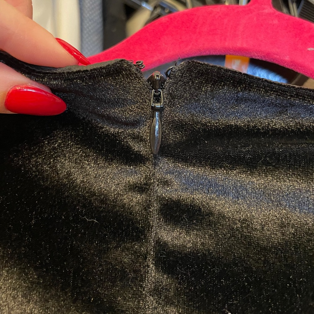 NEW Retrofete black velvet sheer inset mini dress - Picture 3 of 4
